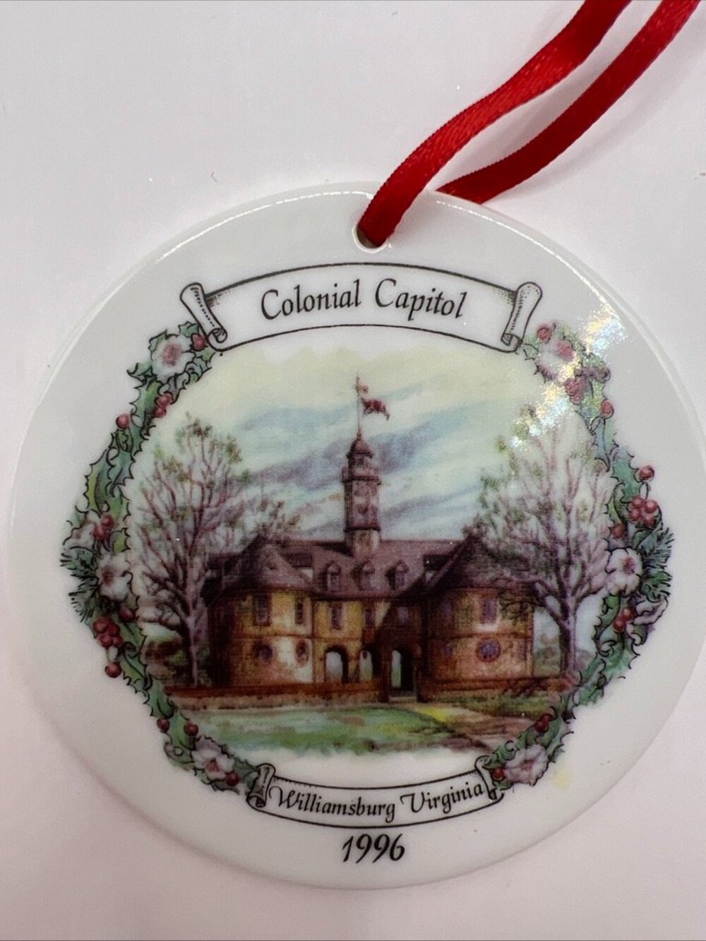 Barlow Custom Williamsburg Virginia Ornament Capitol 1996 Porcelain Hand Crafted